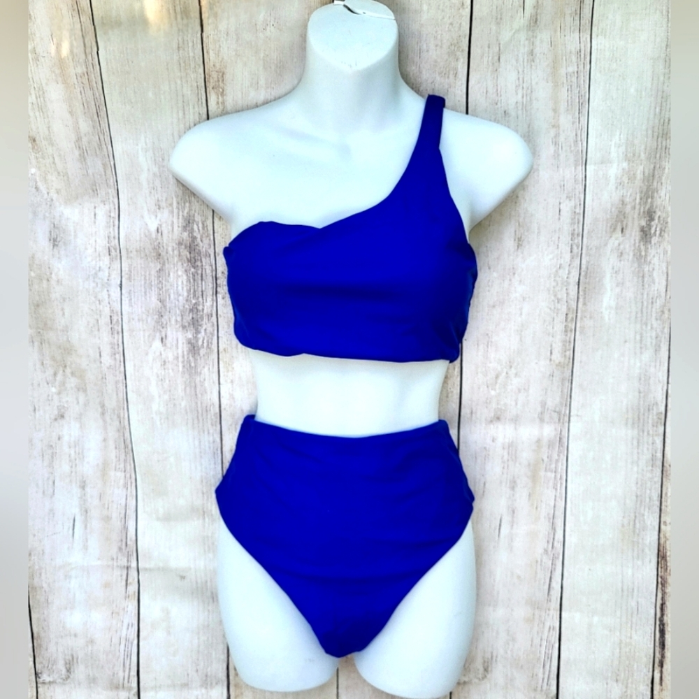 One Shoulder High Waisted Two Piece Swim